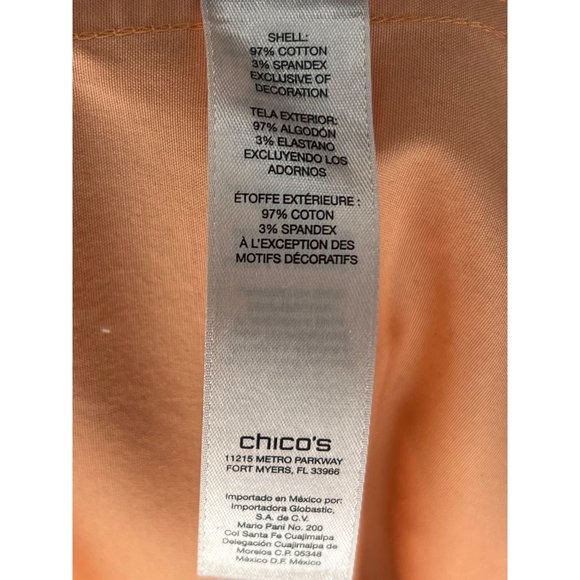 Chicos, orange button front blouse size 0/US4XS  no iron long sleeve - Picture 13 of 14